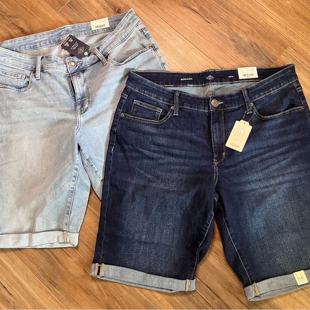 St John’s Bay Two Denim Shorts - Light Wash & Dark Wash NWT
